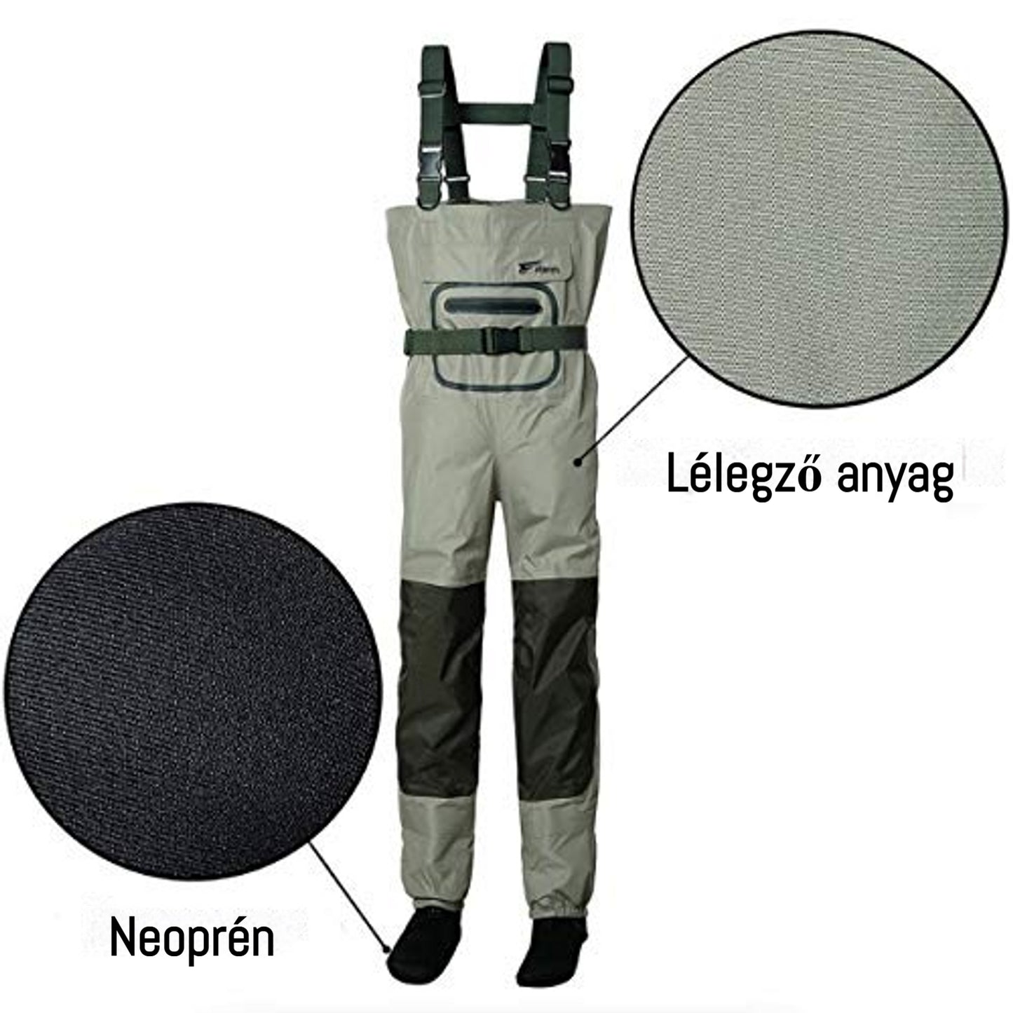 3 rétegű vízálló H-hátú neoprén harisnya láb horgászat Wader